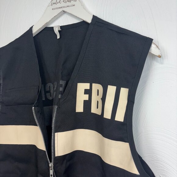 FBII Forensic Vest Adult Costume Crime Scene Black Zip Sleeveless Adult Standard - Picture 2 of 6